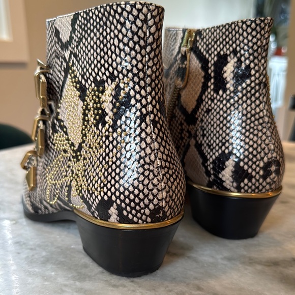 Women's Chloe Susanna Snakeskin & Studded Ankle Boots - Size 41 / US 11 - Picture 6 of 10